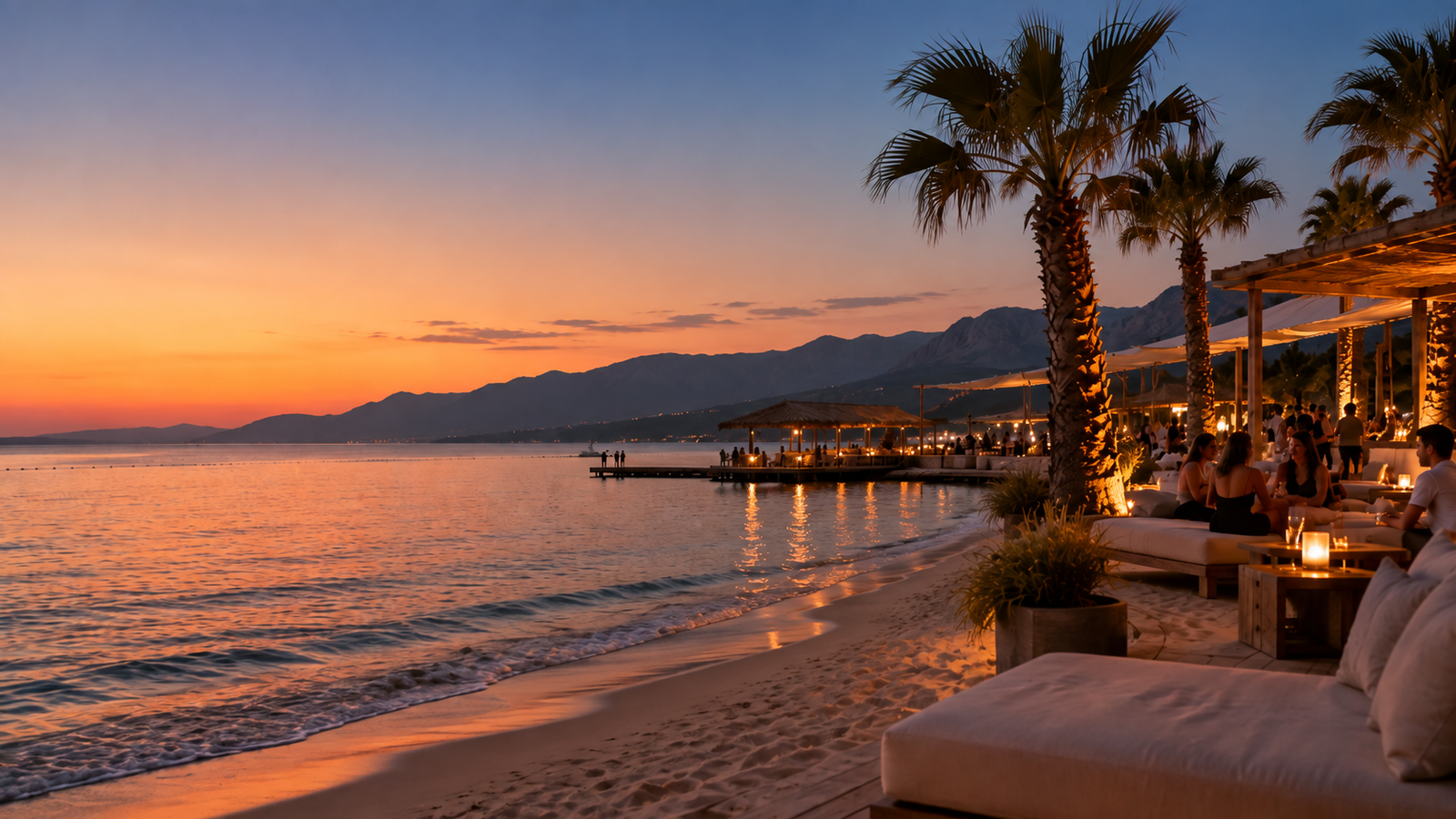 Sunset view across Zrće Beach